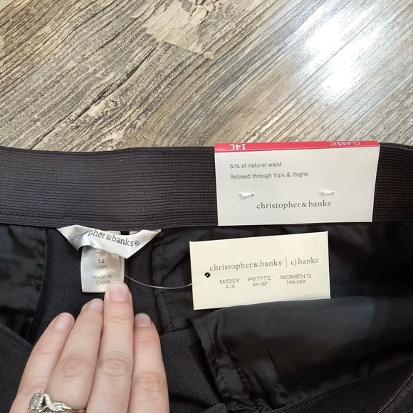 Christopher & Banks Women's Size 14L Classic Fit Trouser Leg Pants Elastic Waist - Picture 4 of 8